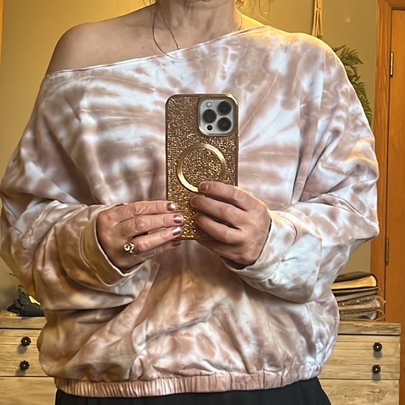 Style Rack Tops - Tie dyed wide neck sweatshirt
